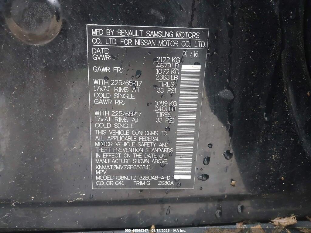 KNMAT2MV7GP656341 2016 NISSAN ROGUE photo no. 9