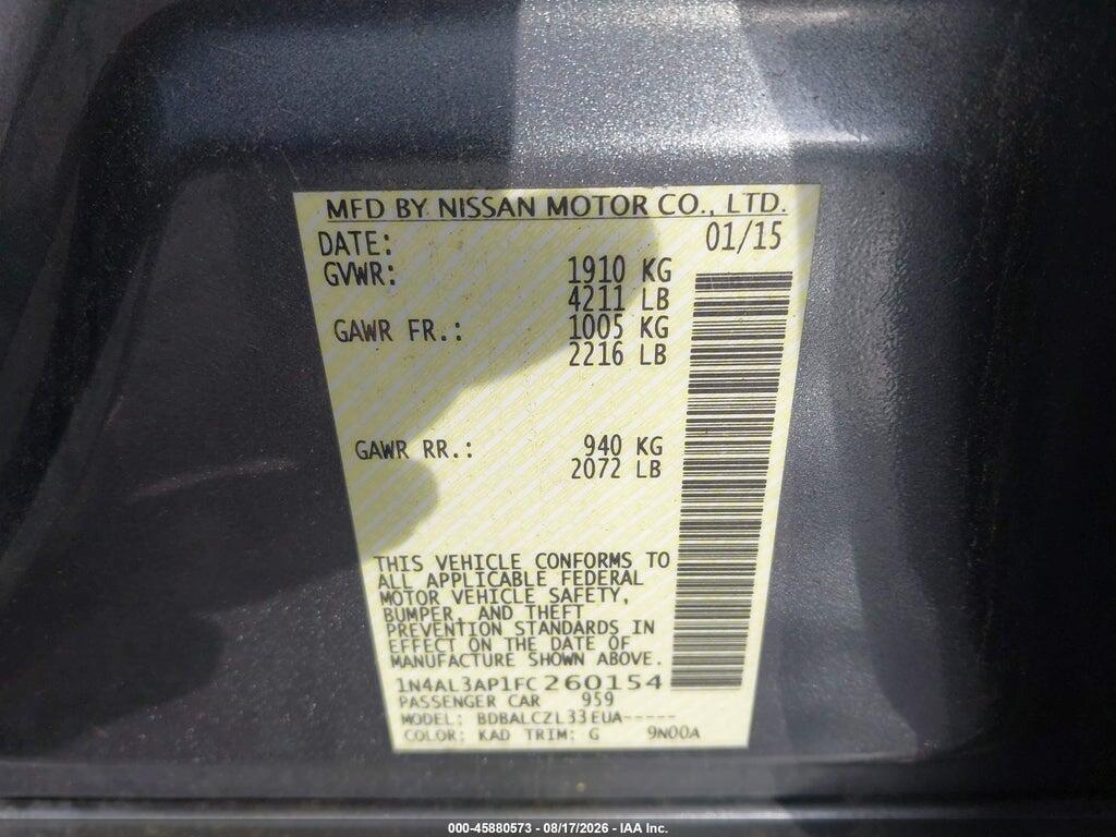 1N4AL3AP1FC260154 2015 NISSAN ALTIMA photo no. 9