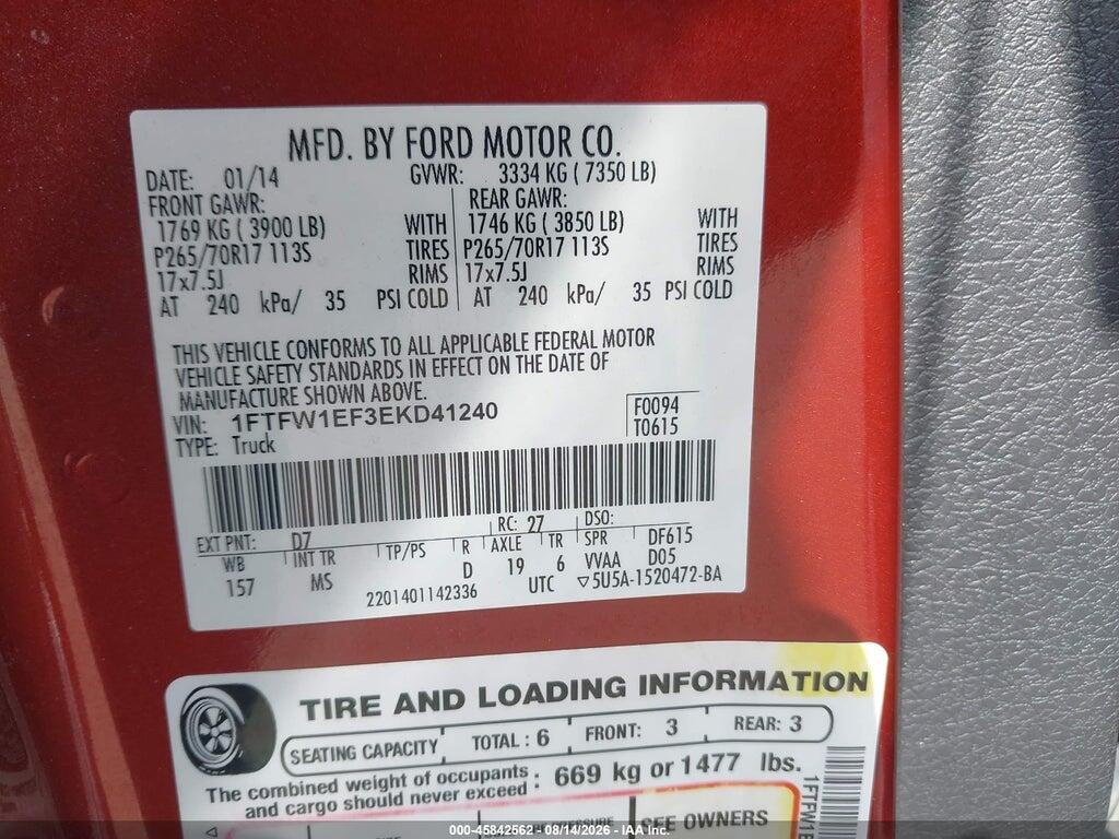 1FTFW1EF3EKD41240 2014 FORD F-150 photo no. 9