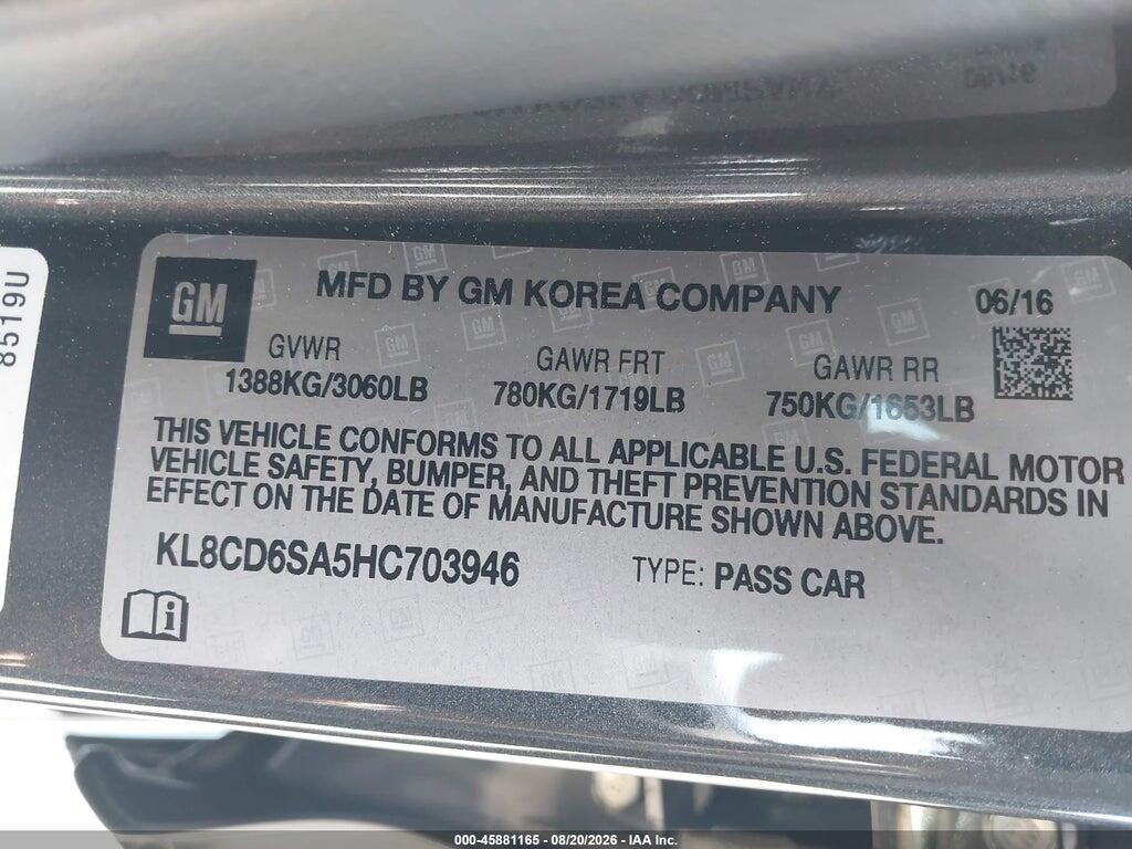 KL8CD6SA5HC703946 2017 CHEVROLET SPARK photo no. 9