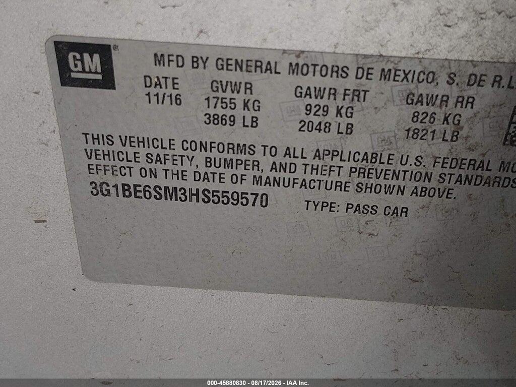 3G1BE6SM3HS559570 2017 CHEVROLET CRUZE photo no. 9