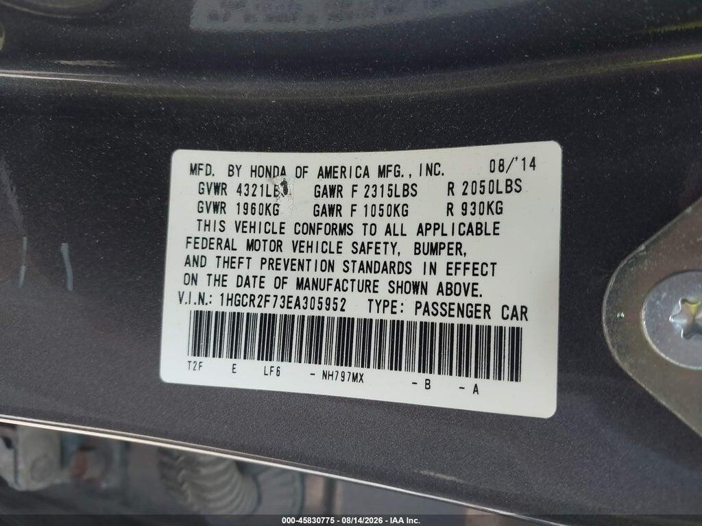 1HGCR2F73EA305952 2014 HONDA ACCORD photo no. 9
