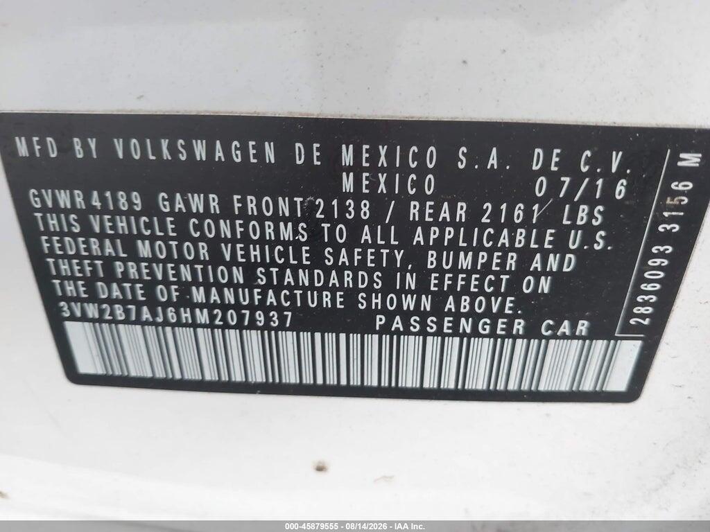 3VW2B7AJ6HM207937 2017 VOLKSWAGEN JETTA photo no. 9