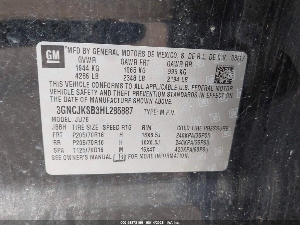 3GNCJKSB3HL286887 2017 CHEVROLET TRAX photo no. 9
