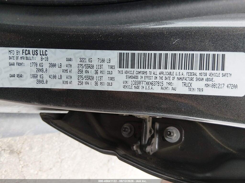 1C6SRFFTXKN637915 2019 RAM 1500 photo no. 9