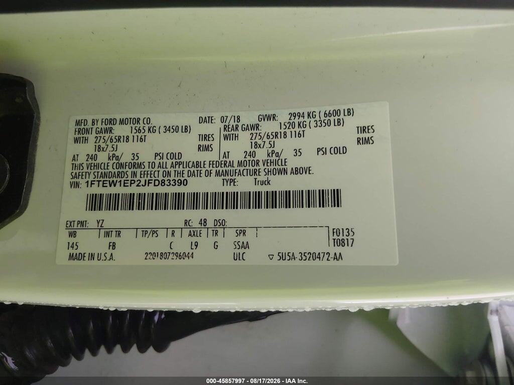 1FTEW1EP2JFD83390 2018 FORD F-150 photo no. 9
