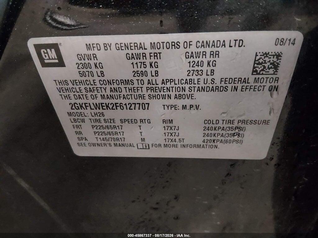 2GKFLWEK2F6127707 2015 GMC TERRAIN photo no. 9