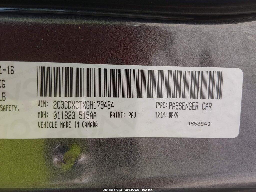 2C3CDXCTXGH179464 2016 DODGE CHARGER photo no. 9