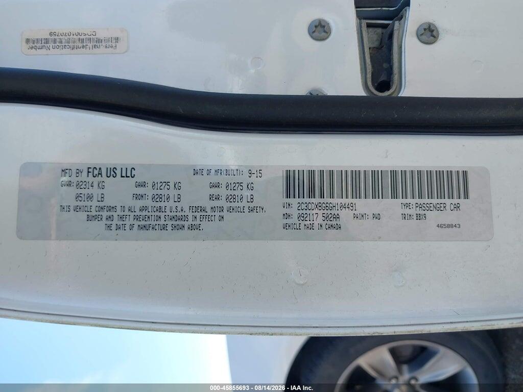 2C3CDXBG6GH104491 2016 DODGE CHARGER photo no. 9