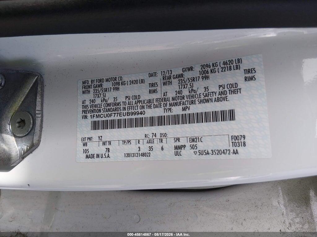 1FMCU0F77EUB99940 2014 FORD ESCAPE photo no. 9