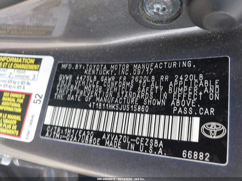 4T1B11HK5JU515860 2018 TOYOTA CAMRY photo no. 9