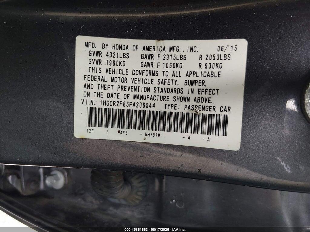 1HGCR2F85FA206544 2015 HONDA ACCORD photo no. 9