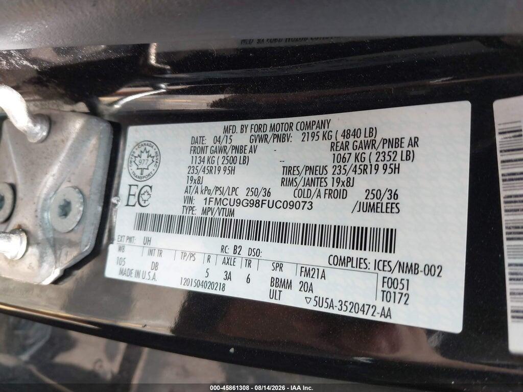 1FMCU9G98FUC09073 2015 FORD ESCAPE photo no. 9