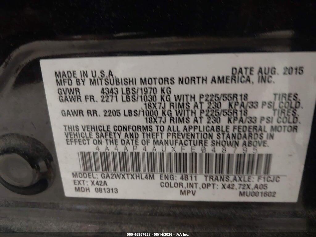 4A4AP4AUXFE048795 2015 MITSUBISHI OUTLANDER SPORT photo no. 9