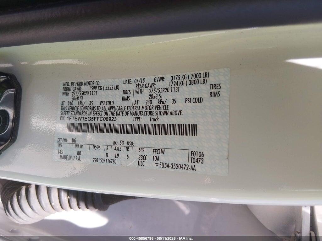 1FTEW1EG5FFC06923 2015 FORD F-150 photo no. 9