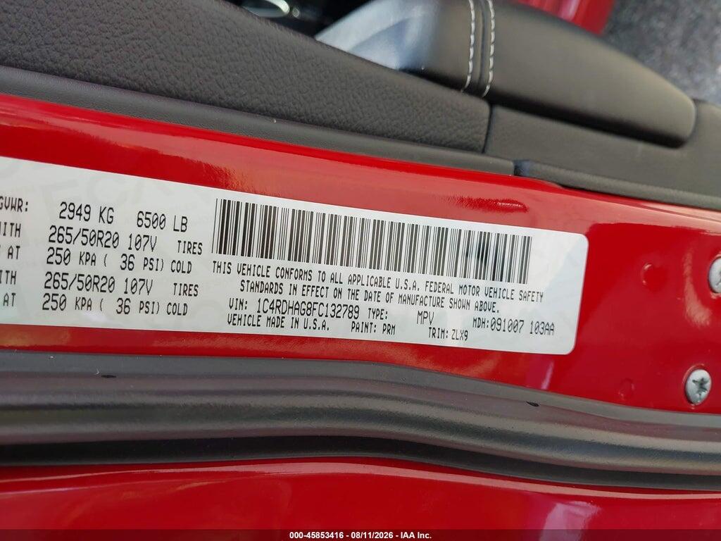 1C4RDHAG8FC132789 2015 DODGE DURANGO photo no. 9