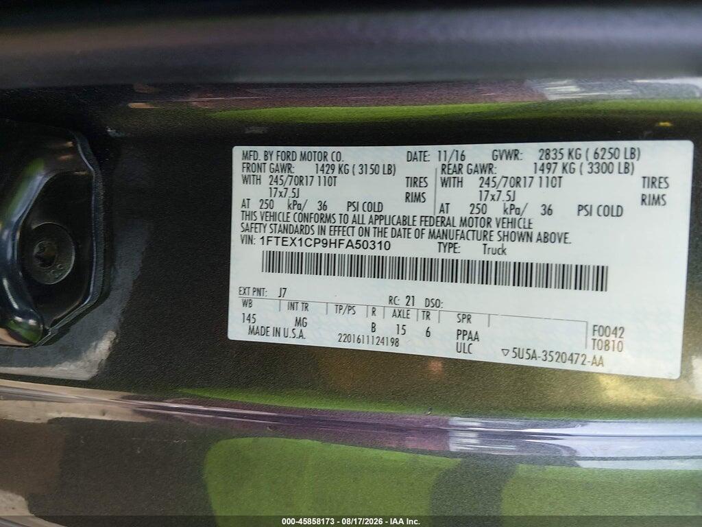 1FTEX1CP9HFA50310 2017 FORD F-150 photo no. 9