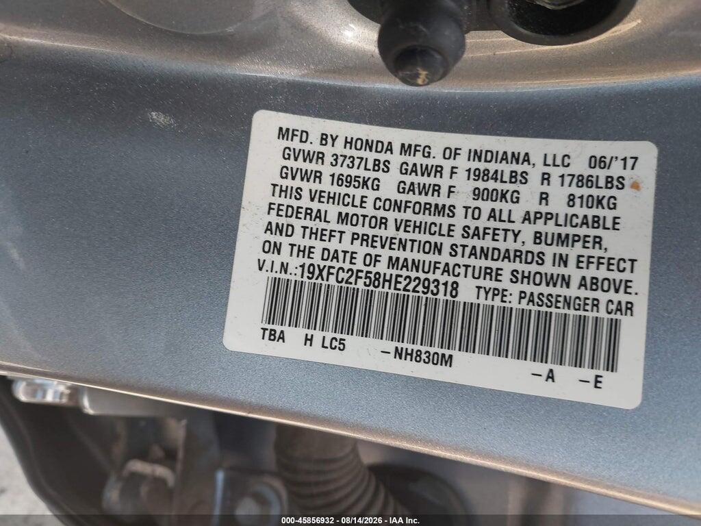 19XFC2F58HE229318 2017 HONDA CIVIC photo no. 9