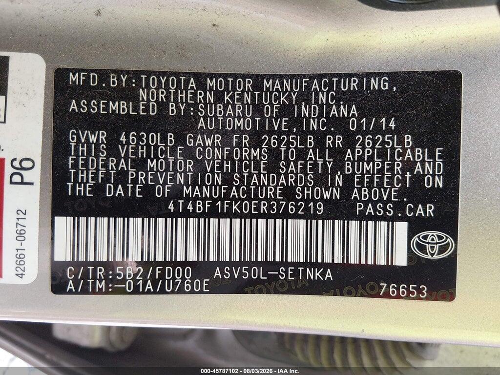 4T4BF1FK0ER376219 2014 TOYOTA CAMRY photo no. 9