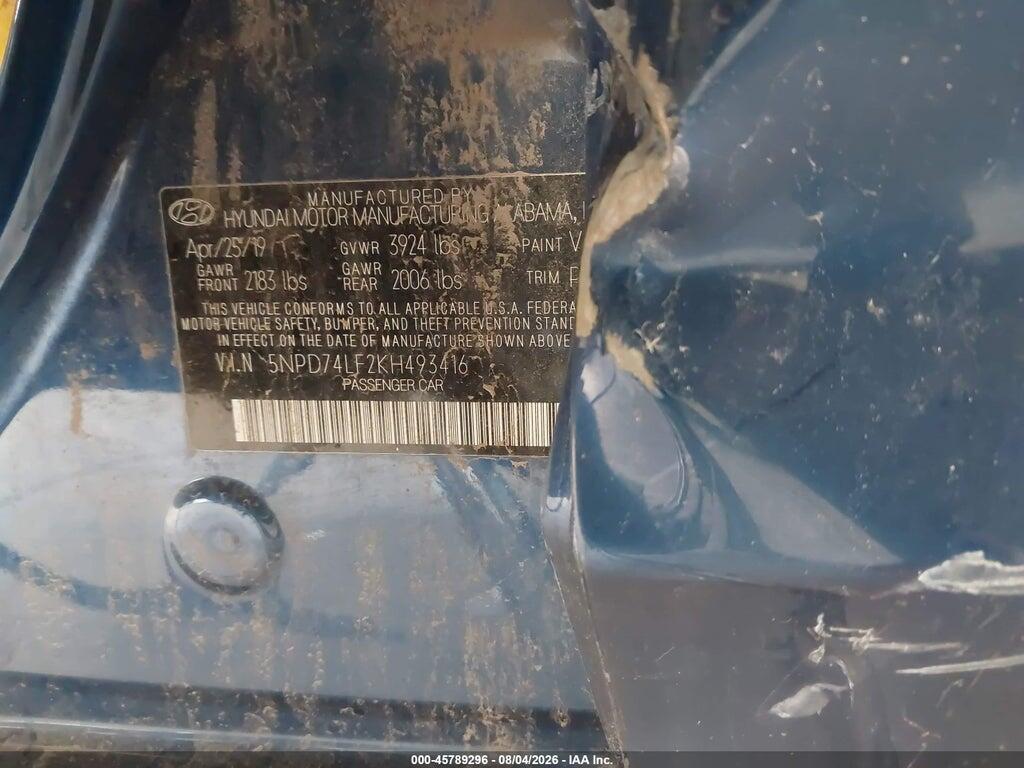 5NPD74LF2KH493416 2019 HYUNDAI ELANTRA photo no. 9