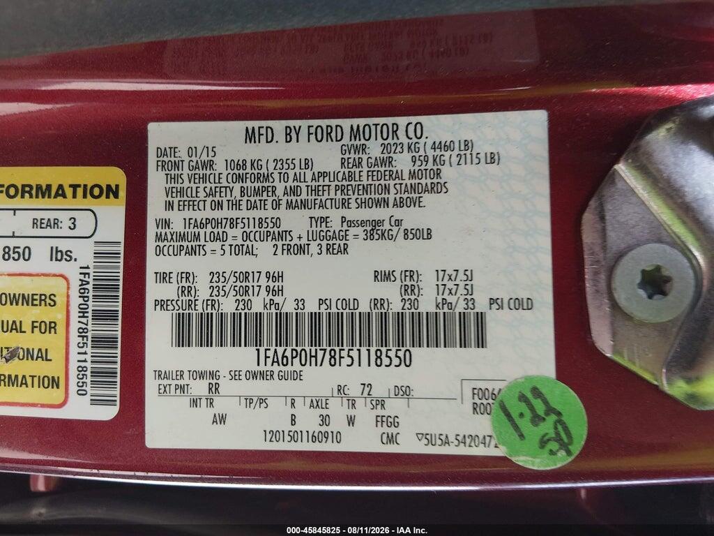 1FA6P0H78F5118550 2015 FORD FUSION photo no. 9