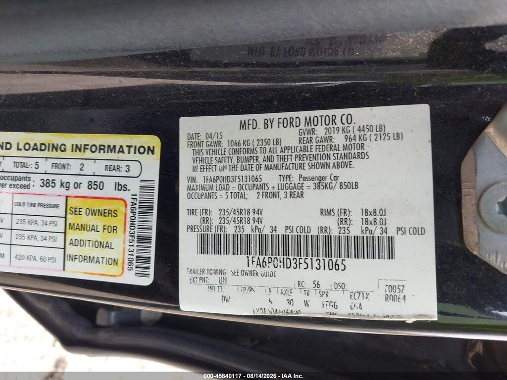 1FA6P0HD3F5131065 2015 FORD FUSION photo no. 9