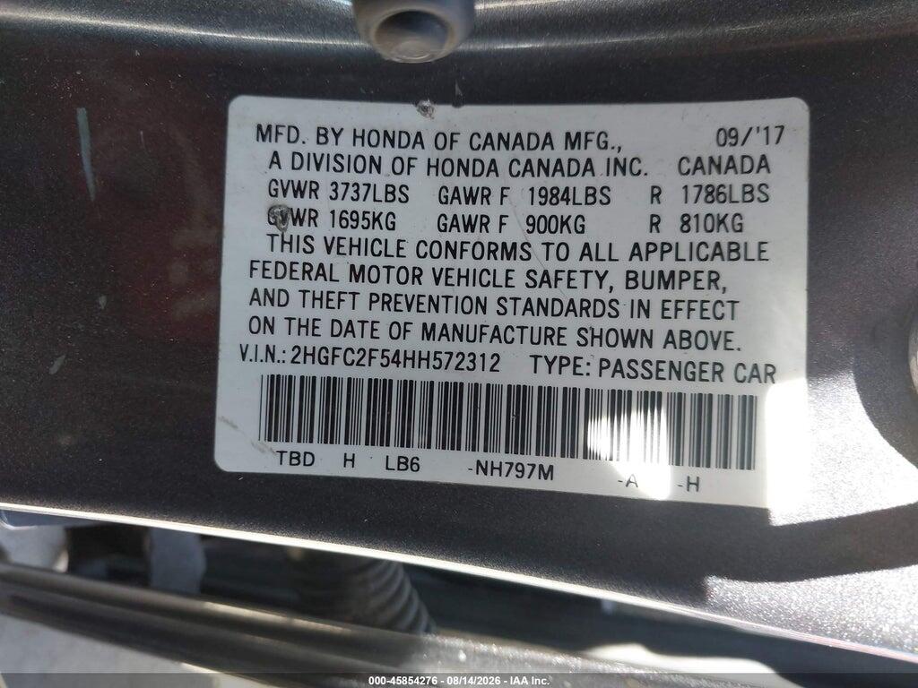 2HGFC2F54HH572312 2017 HONDA CIVIC photo no. 9