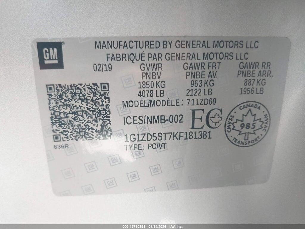 1G1ZD5ST7KF181381 2019 CHEVROLET MALIBU photo no. 9