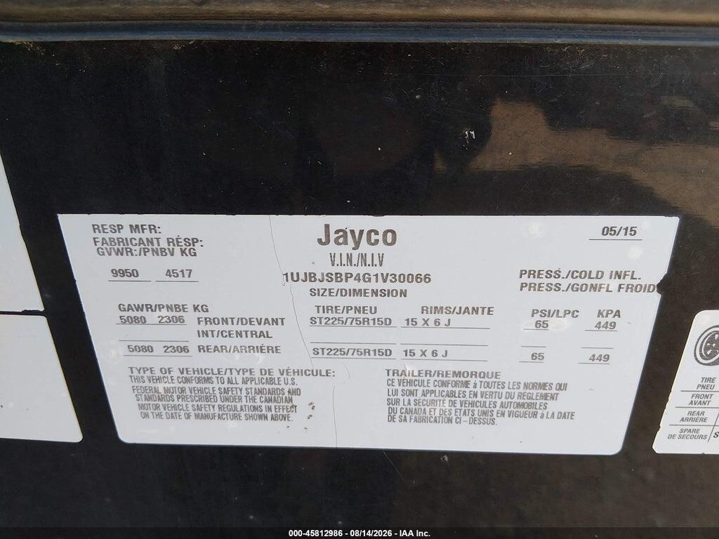 1UJBJSBP4G1V30066 2015 JAYCO OCTANE SUPER LITE TO photo no. 9