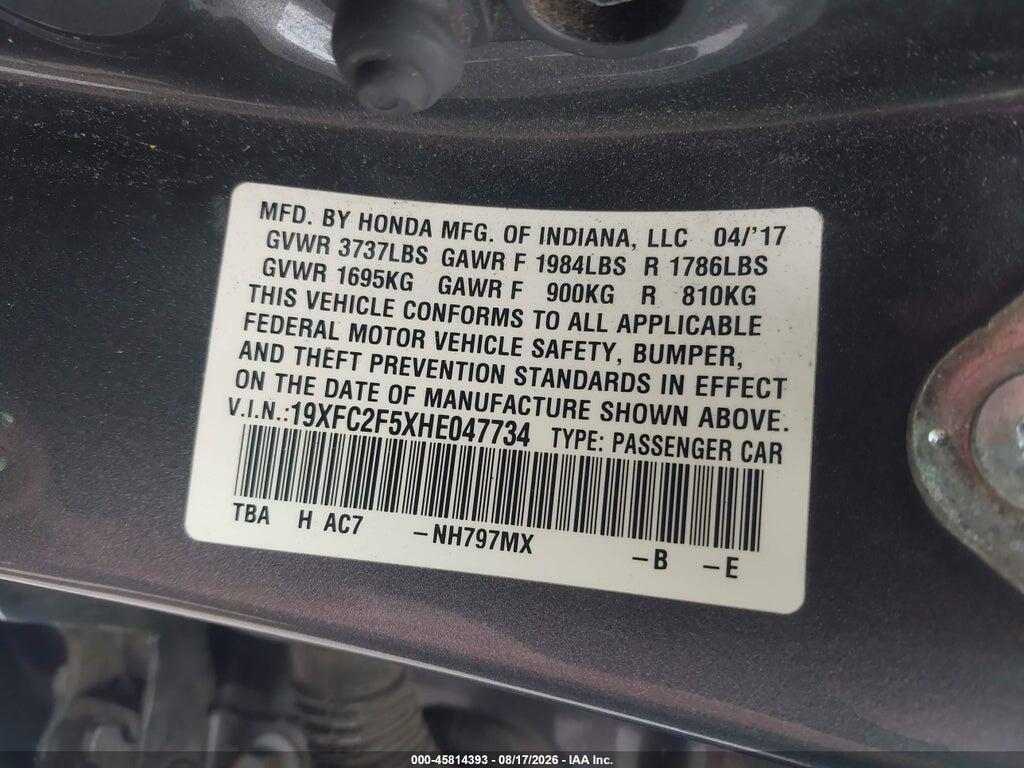 19XFC2F5XHE047734 2017 HONDA CIVIC photo no. 9