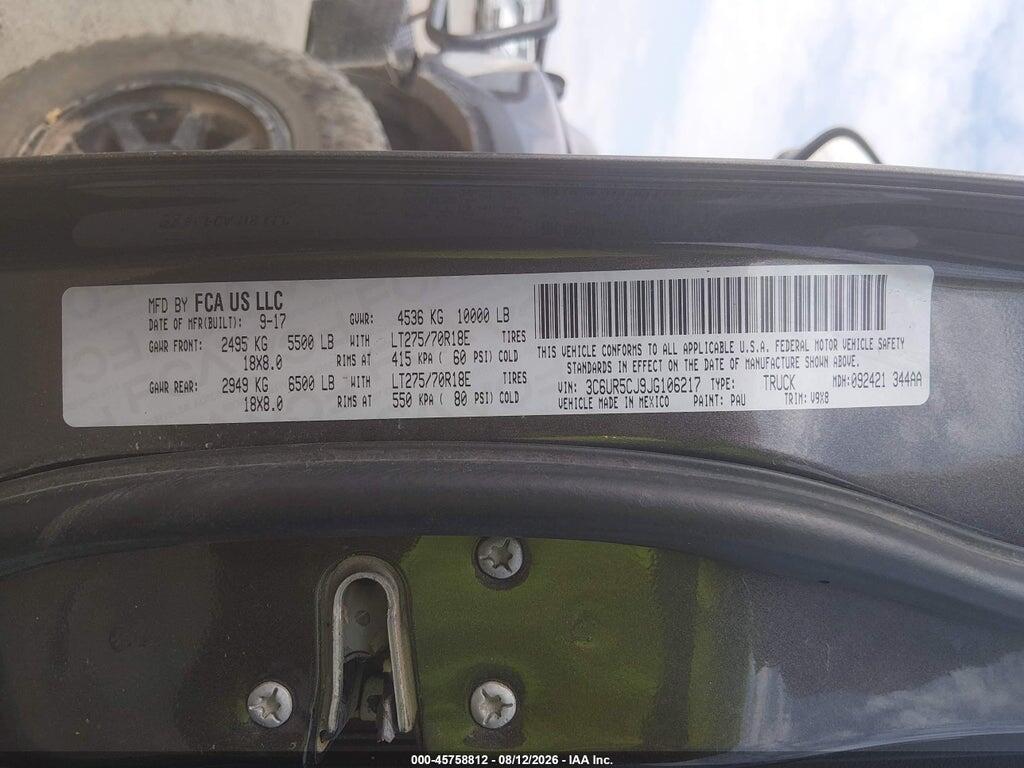 3C6UR5CJ9JG106217 2018 RAM 2500 photo no. 9