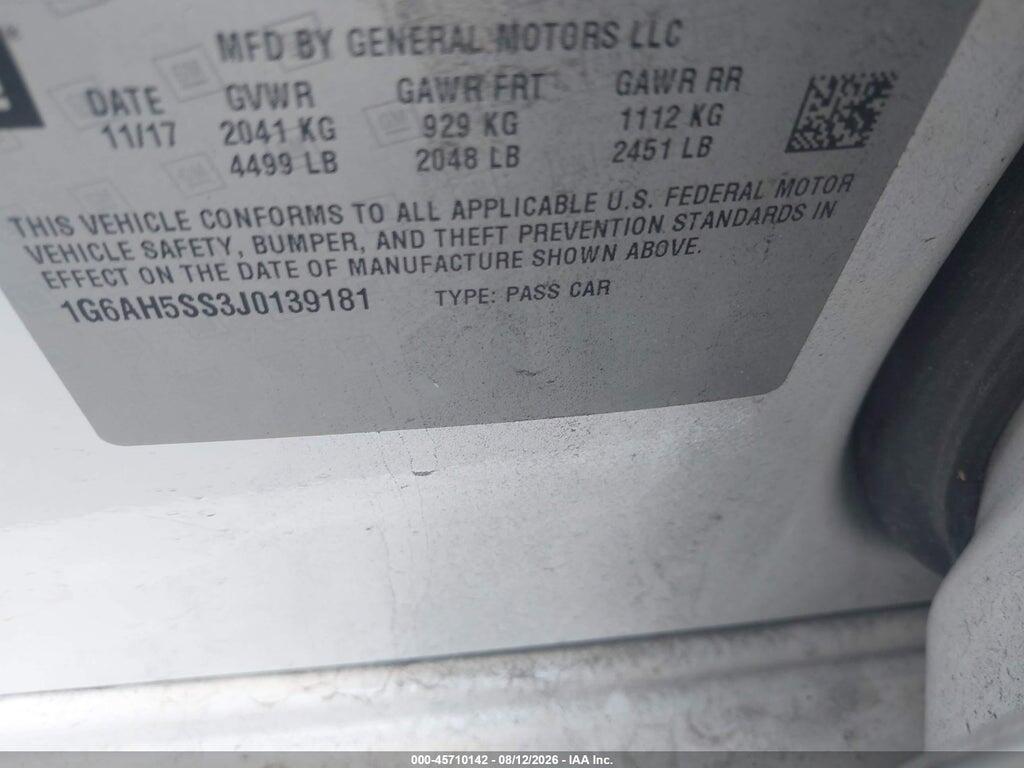 1G6AH5SS3J0139181 2018 CADILLAC ATS photo no. 9