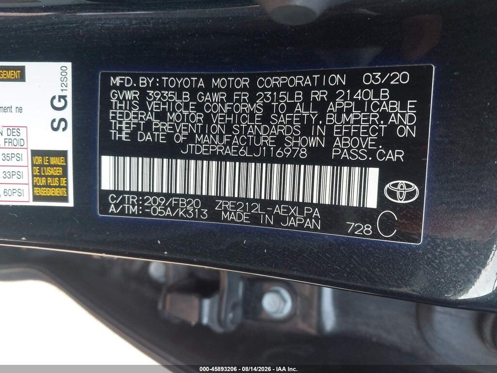 JTDEPRAE6LJ116978 2020 TOYOTA COROLLA photo no. 9