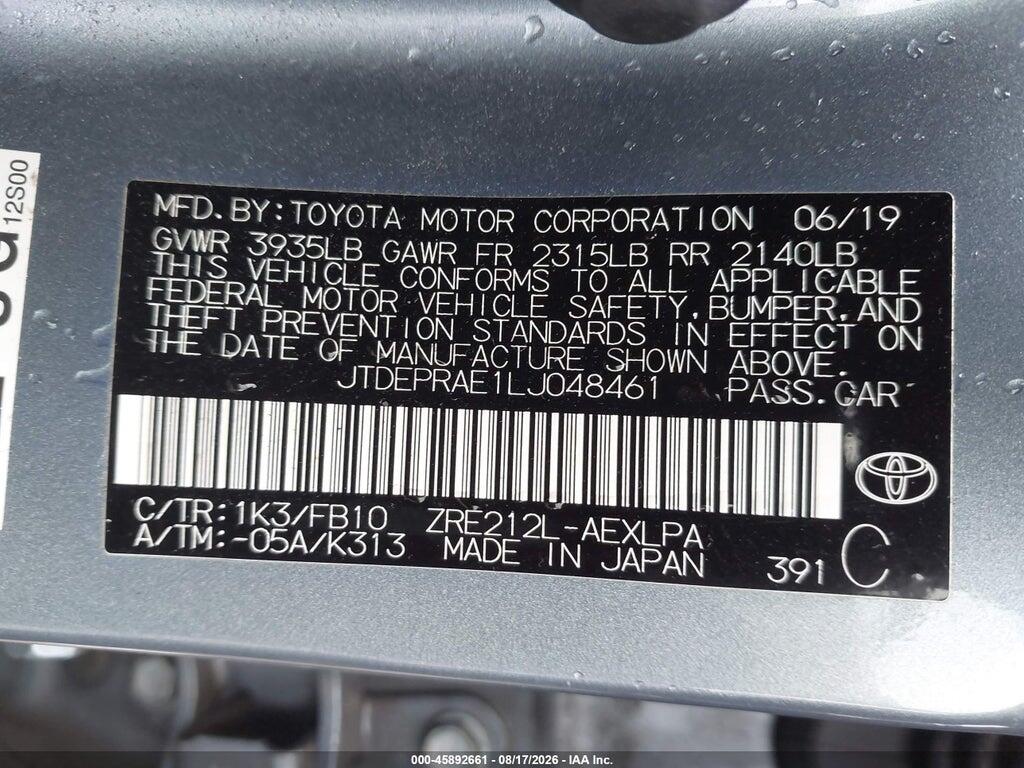 JTDEPRAE1LJ048461 2020 TOYOTA COROLLA photo no. 9