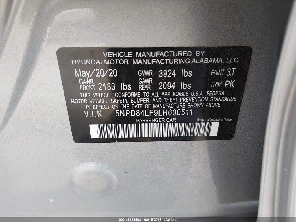 5NPD84LF9LH600511 2020 HYUNDAI ELANTRA photo no. 9