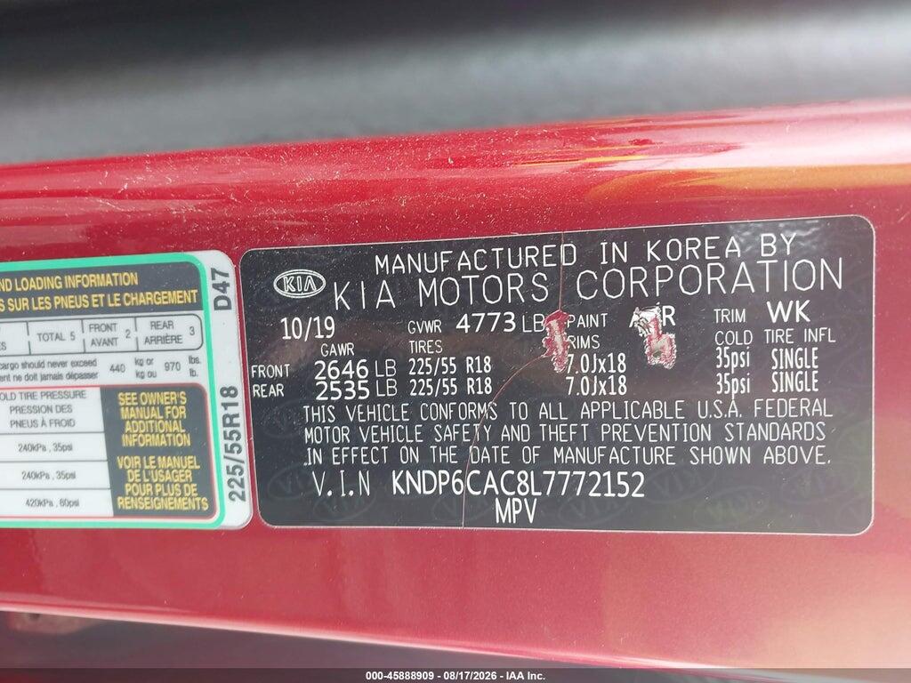 KNDP6CAC8L7772152 2020 KIA SPORTAGE photo no. 9