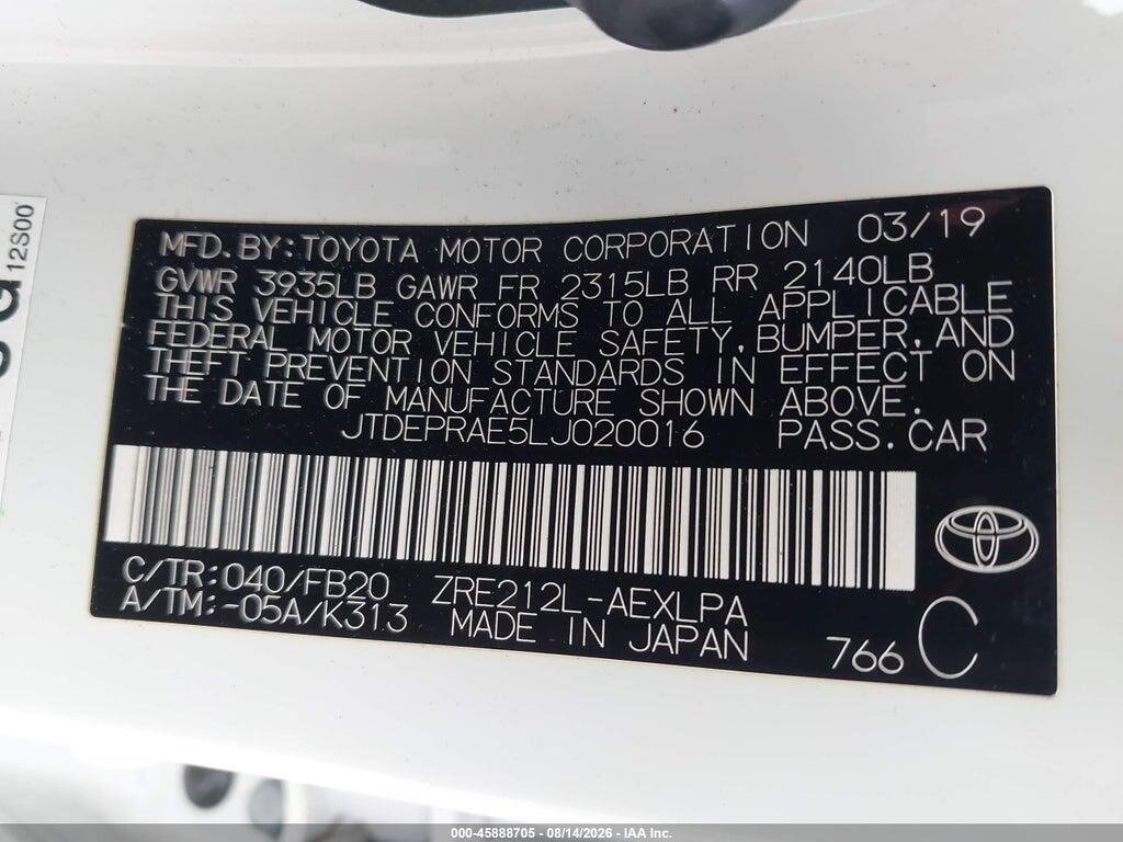 JTDEPRAE5LJ020016 2020 TOYOTA COROLLA photo no. 9