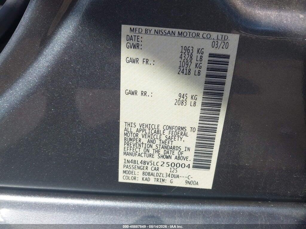 1N4BL4BV5LC250004 2020 NISSAN ALTIMA photo no. 9
