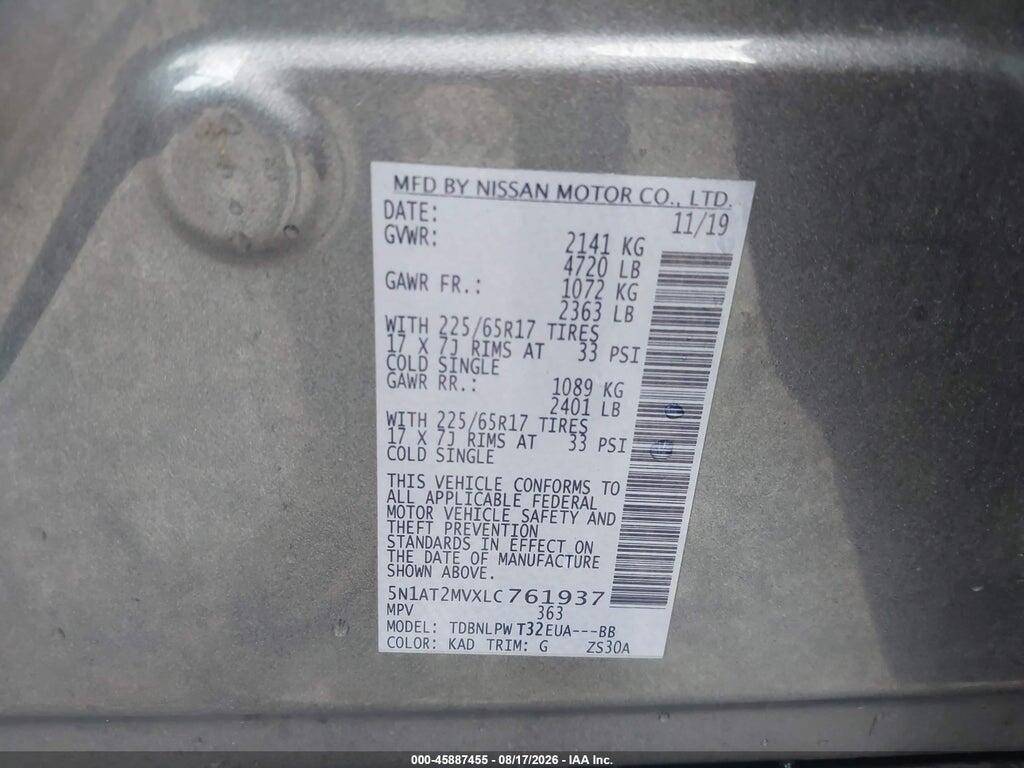 5N1AT2MVXLC761937 2020 NISSAN ROGUE photo no. 9