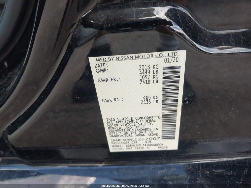 1N4BL4CW4LC222007 2020 NISSAN ALTIMA photo no. 9