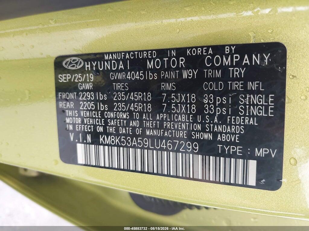 KM8K53A59LU467299 2020 HYUNDAI KONA photo no. 9