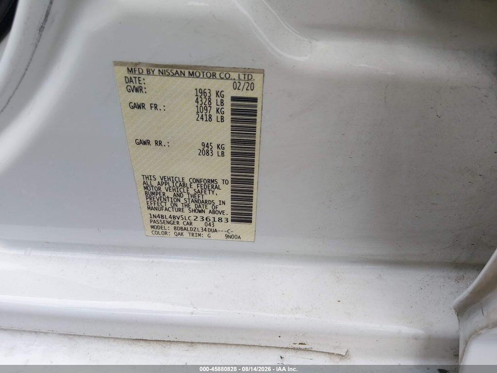1N4BL4BV5LC236183 2020 NISSAN ALTIMA photo no. 9