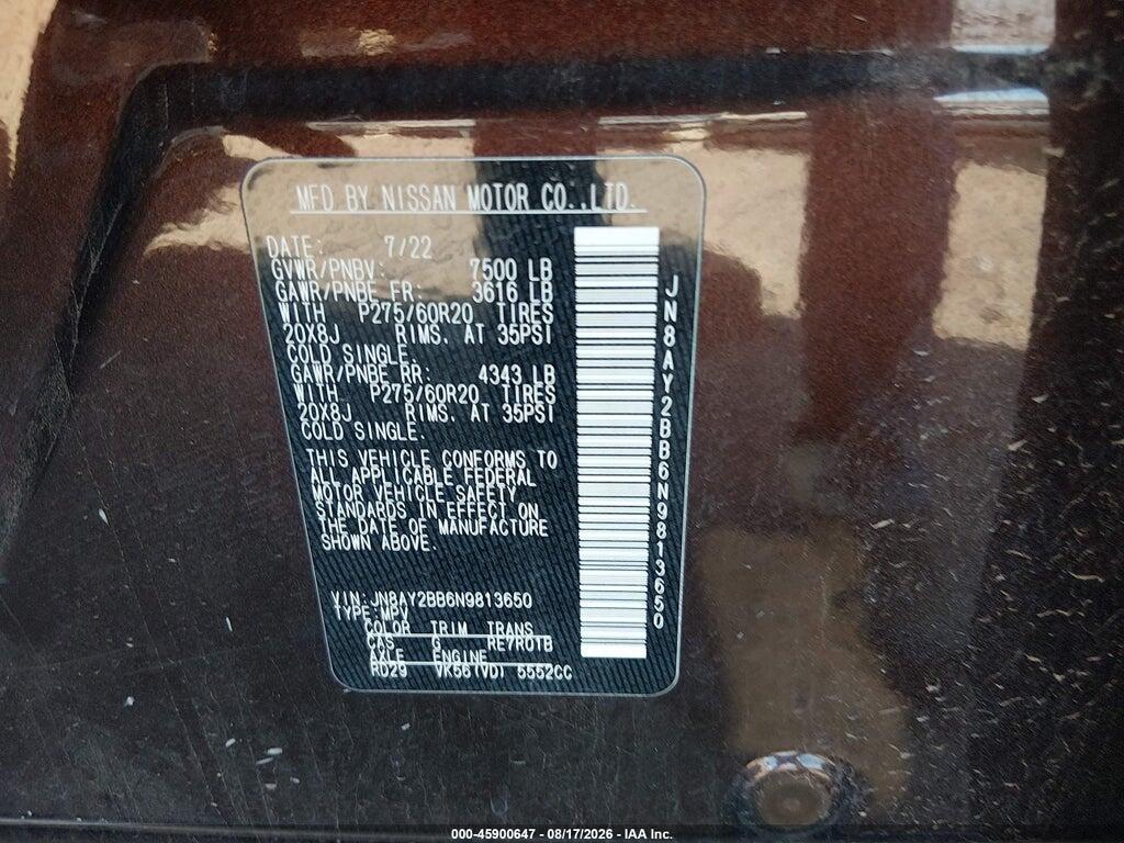 JN8AY2BB6N9813650 2022 NISSAN ARMADA photo no. 9