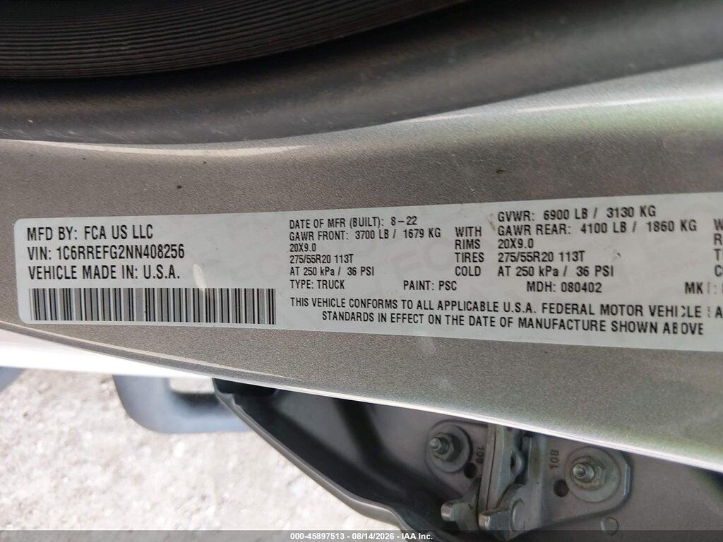 1C6RREFG2NN408256 2022 RAM 1500 photo no. 9