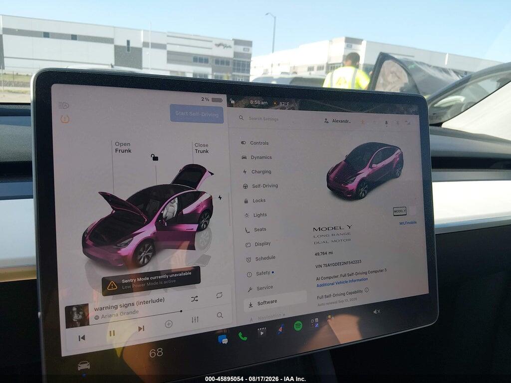 7SAYGDEE2NF542223 2022 TESLA MODEL Y photo no. 7