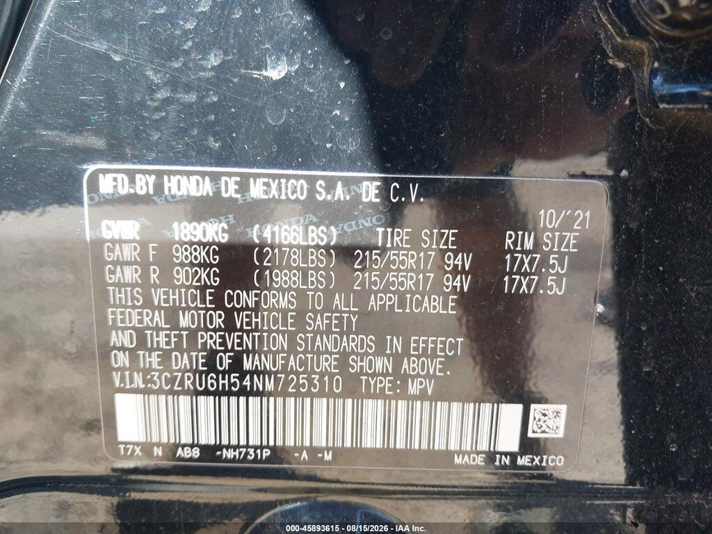 3CZRU6H54NM725310 2022 HONDA HR-V photo no. 9