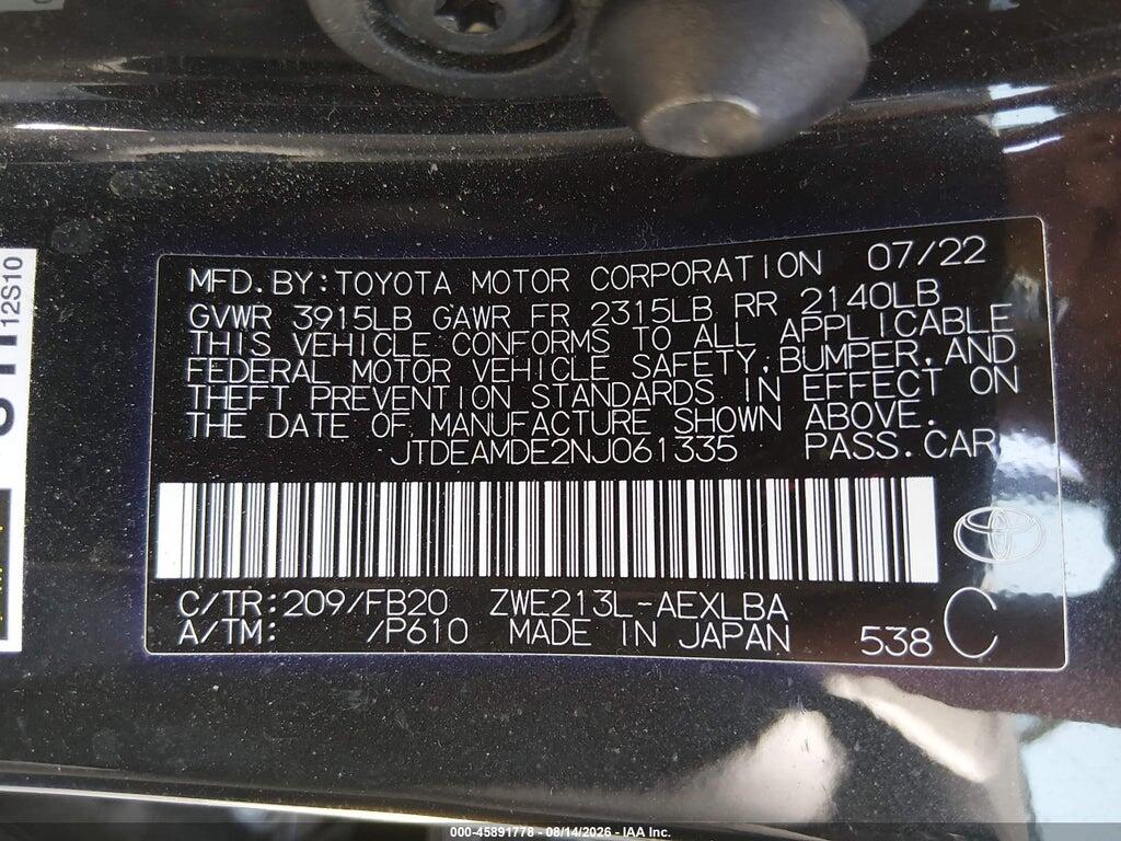 JTDEAMDE2NJ061335 2022 TOYOTA COROLLA photo no. 9