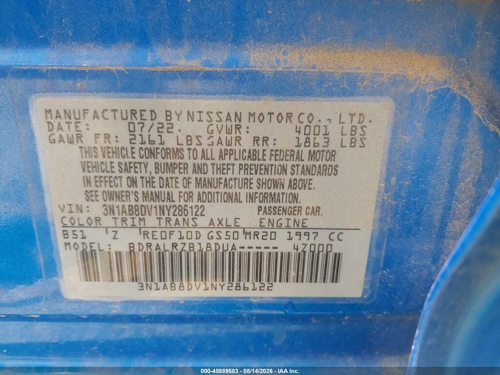 3N1AB8DV1NY286122 2022 NISSAN SENTRA photo no. 9