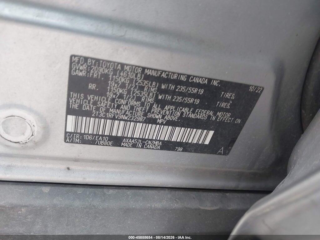2T3C1RFV9NW232987 2022 TOYOTA RAV4 photo no. 9
