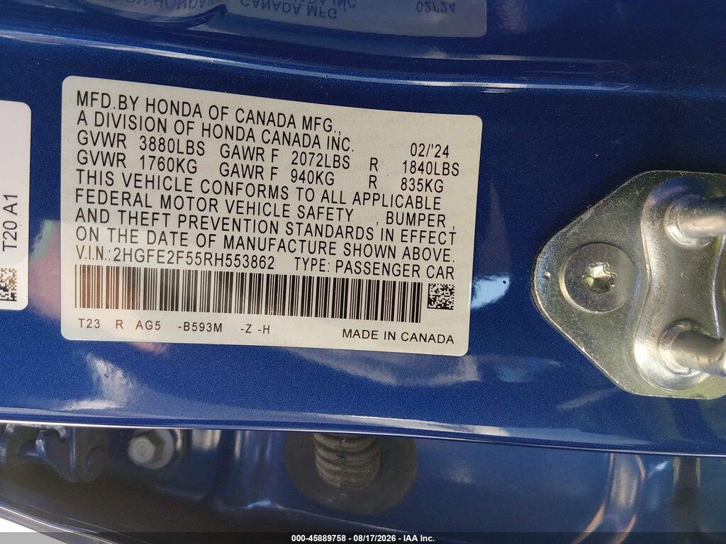 2HGFE2F55RH553862 2024 HONDA CIVIC photo no. 9